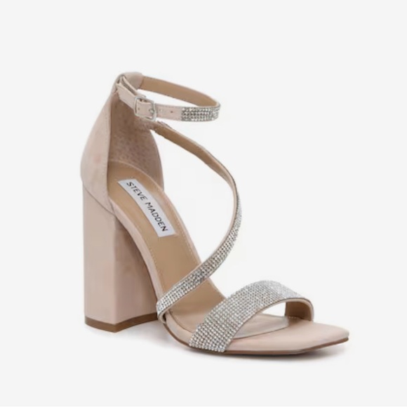 Steve Madden Shoes - Steve Madden 3 inch nude with silver rhinestone high heels size 8.5